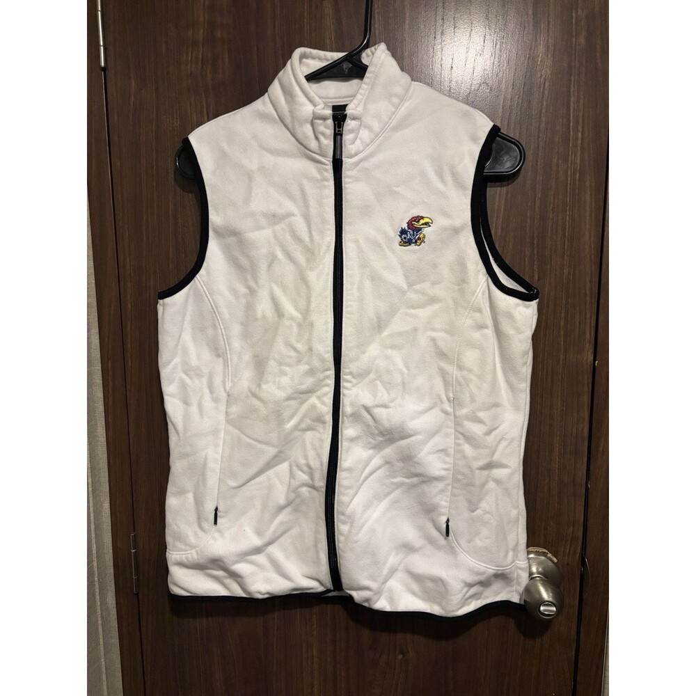 Gear for Sports Women’s White Fleece Vest Size Large Embroidered Logo Full Zip